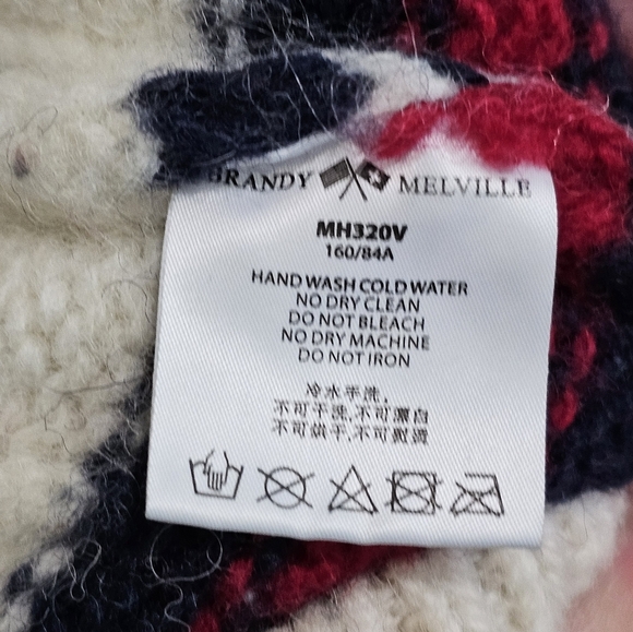 Brandy Melville Large White Wool Cricket Varsity Preppy Sweater Nikki Trimming - Picture 4 of 7